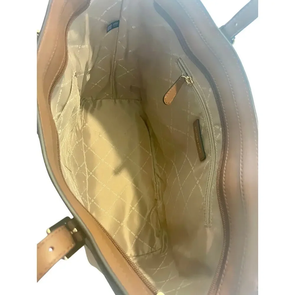 NEW MICHAEL KORS ARIA LARGE TOTE BAG BROWN/ACORN GOLD ACCENTS CARRYALL VERSATILE - Picture 14 of 16